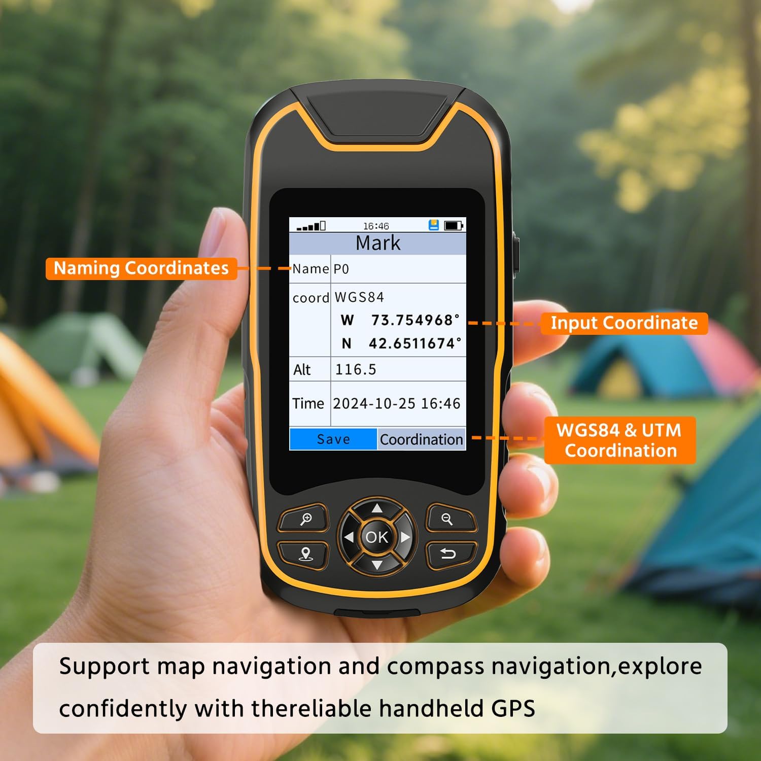A8 Handheld GPS for Hiking, Rugged and Waterproof Handheld GPS Navigator, 3.2" Sunlight Readable Screen, Compact Satellite Handheld GPS with USA Base Map, Multi-GNSS Support, Extra Battery Life - Image 4