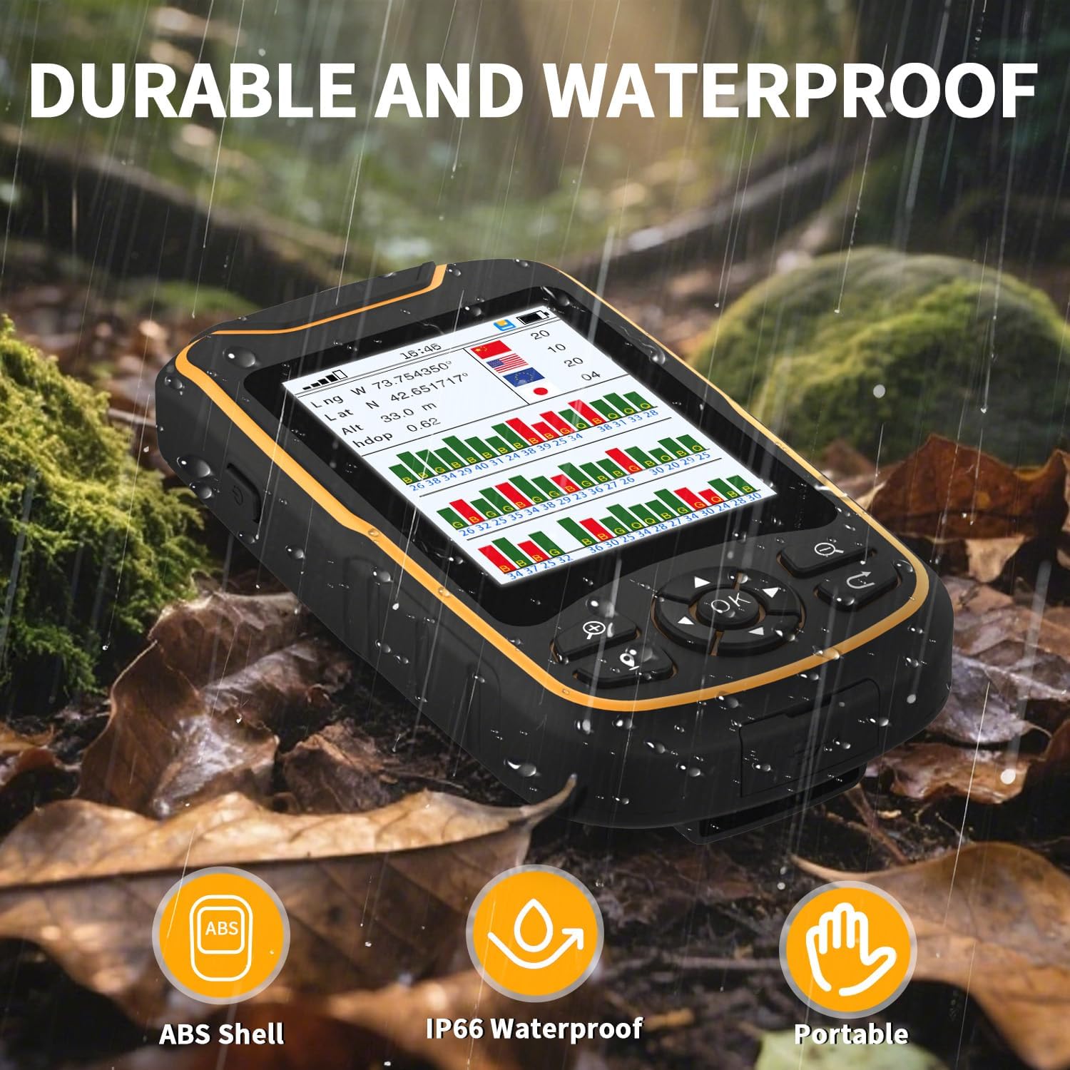 A8 Handheld GPS for Hiking, Rugged and Waterproof Handheld GPS Navigator, 3.2" Sunlight Readable Screen, Compact Satellite Handheld GPS with USA Base Map, Multi-GNSS Support, Extra Battery Life - Image 5