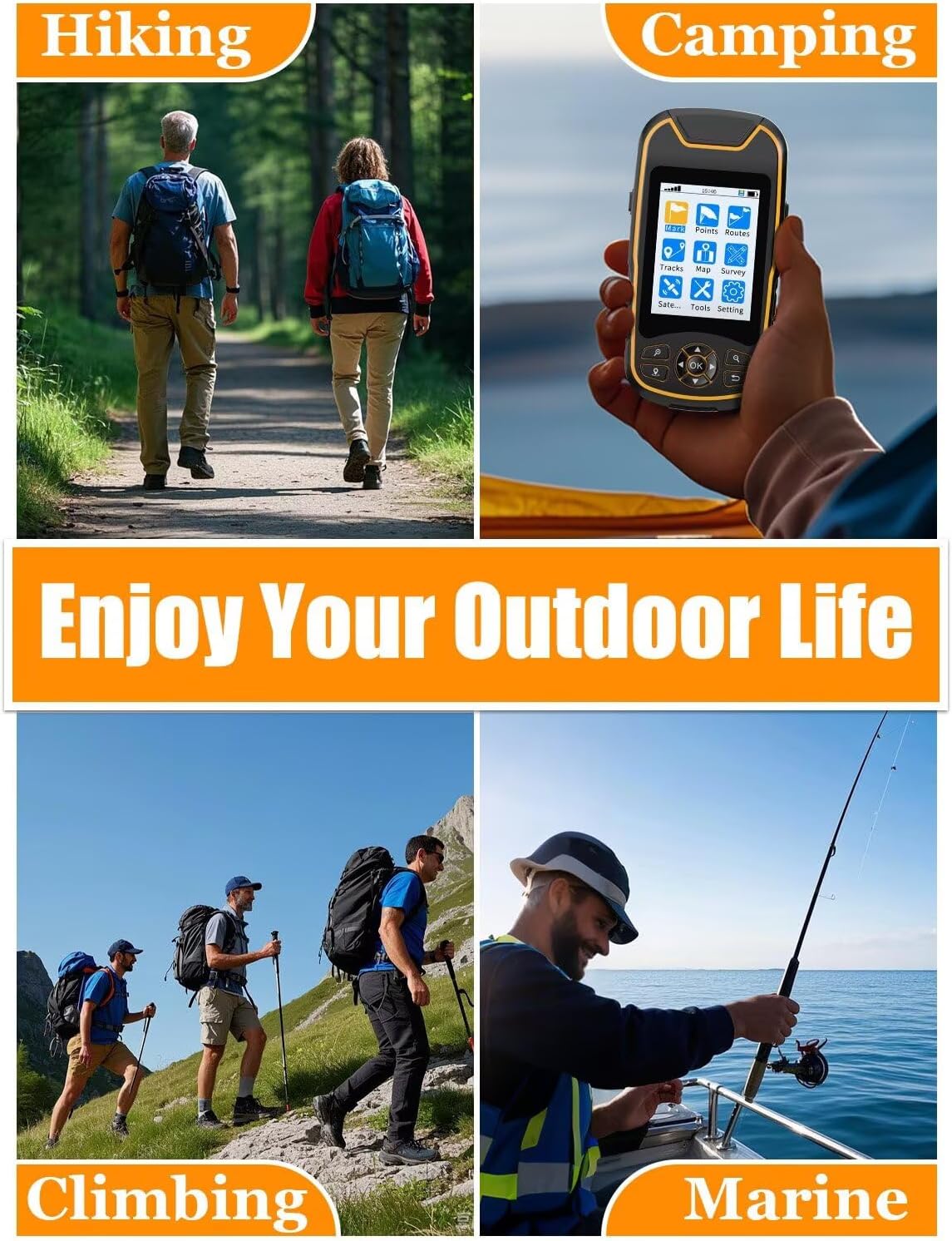 A8 Handheld GPS for Hiking, Rugged and Waterproof Handheld GPS Navigator, 3.2" Sunlight Readable Screen, Compact Satellite Handheld GPS with USA Base Map, Multi-GNSS Support, Extra Battery Life - Image 9