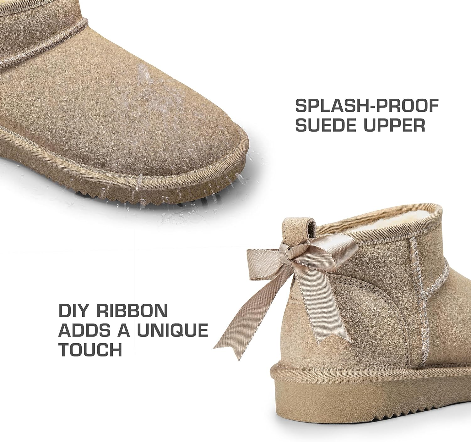 DREAM PAIRS Ankle Winter Mini Boots for Women Genuine Suede Faux Fur Lining Water Resistant Warm Snow Boots Slip On Memory Foam Comfort Booties FuzzyClassic - Image 5