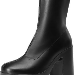 DREAM PAIRS Women's Platform Gogo Ankle Boots High Chunky Block Heel Square Toe Booties Shoes