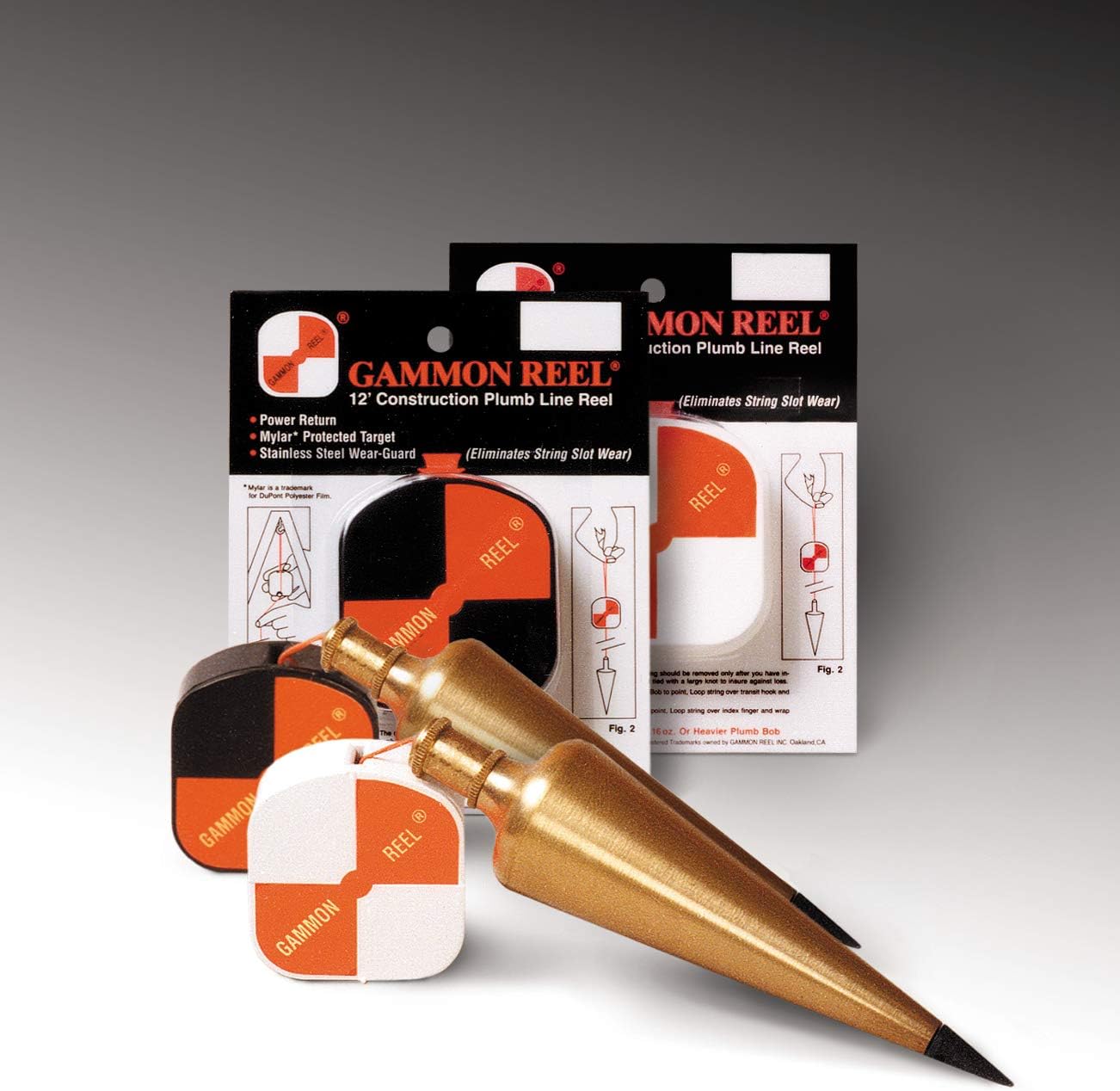 Gammon Reel 012B 12-ft (3.6m) Red Cord with Hi-Vis Target for Construction - Image 2