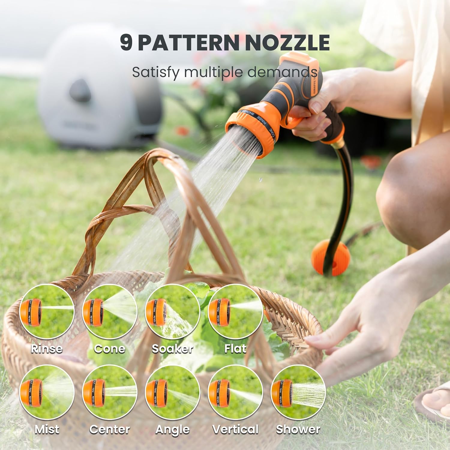 Giraffe Tools Ground Mounted Retractable Hose Reel 5/8 Inch x 92FT, Heavy Duty Automatic Rewind Garden Hose Reel, with Flexible Swivel Base for Lawn, Concrete Floor - Image 3